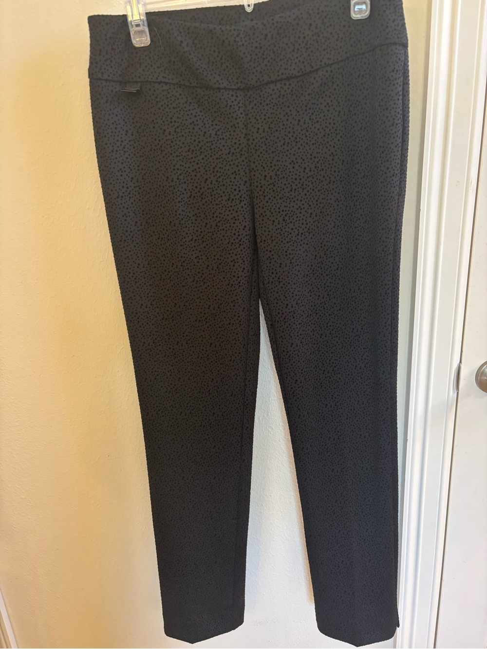 LISETTE Black Textured Ankle-Length Straight Pants